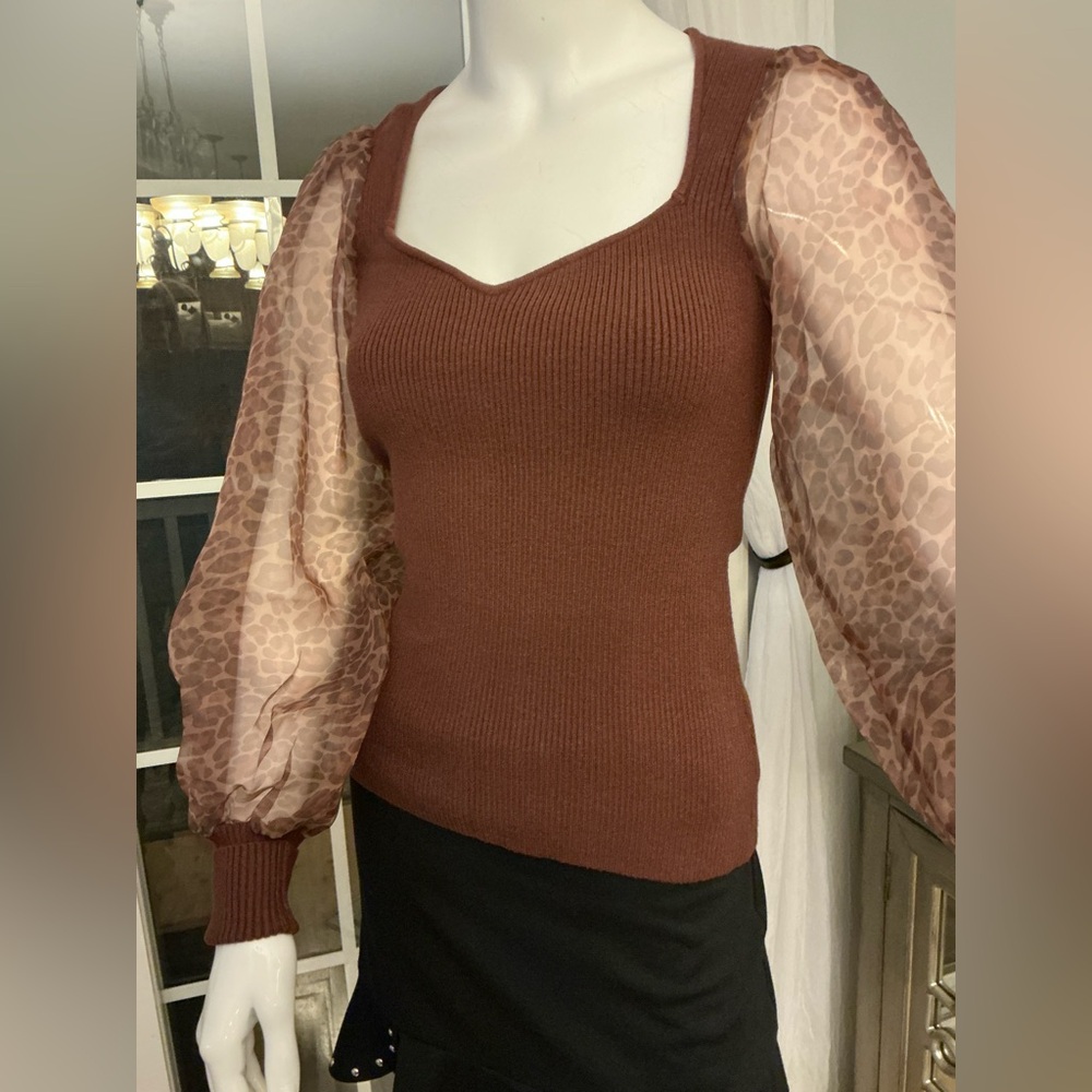 Anthropologie Dolan Russet Feminine Sweetheart Neckline Fitted Sweater XXSmall - Picture 4 of 9